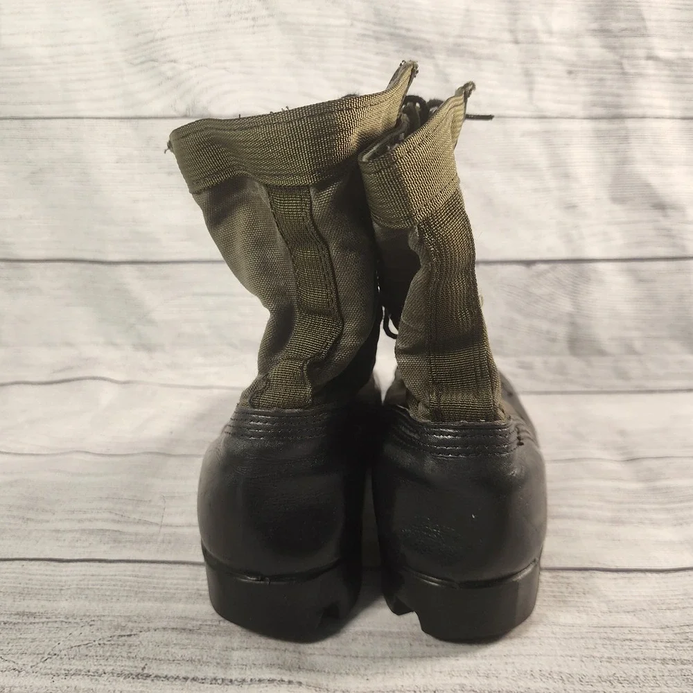 Ro-Search Men's Size 9R Vintage Military Jungle Boots Black Leather Olive Canvas